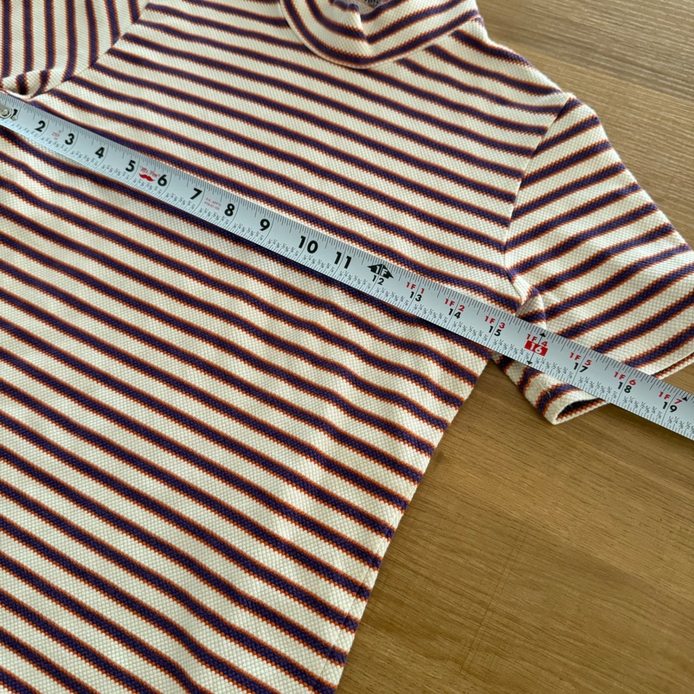 Levis Jeans for Women Vintage Mock Neck Striped Short Sleeve Top Orange Purple M - Picture 6 of 8